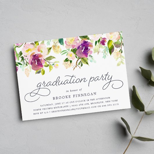 Vibrant Bloom Graduation Party Invitation Kaart