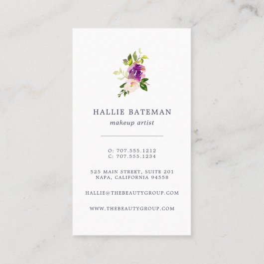 Vibrant Bloom | Moderne Waterverf — Floral — verti Visitekaartje (Achterkant)