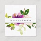 Vibrant Bloom | Moderne Waterverf Floral Vierkante Visitekaartje (Voorkant)
