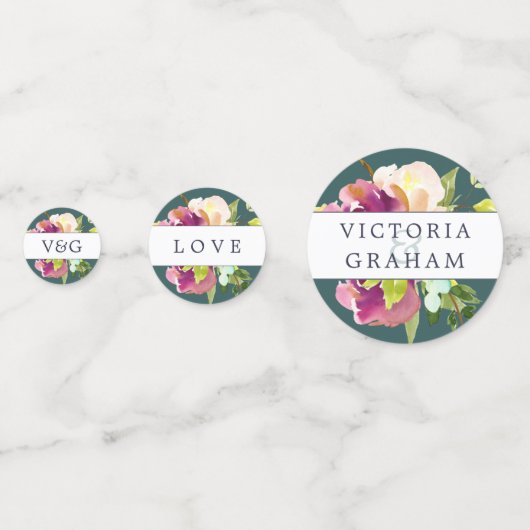 Vibrant Bloom persoonlijke bruiloft Confetti (Voorkanten)