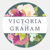 Vibrant Bloom persoonlijke bruiloft Ronde Sticker (Voorkant)