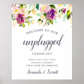 Vibrant Bloom Unplugged Wedding Ceremony Sign Poster (Voorkant)