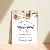 Vibrant Bloom Unplugged Wedding Ceremony Sign Poster