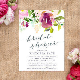 Vibrant Bloom Waterverf Bridal Shower Invitation Kaart