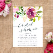 Vibrant Bloom Waterverf Bridal Shower Invitation Kaart