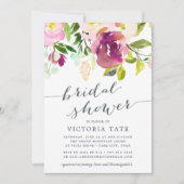 Vibrant Bloom Waterverf Bridal Shower Invitation Kaart (Voorkant)
