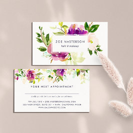 Vibrant Bloom | Waterverf Floral Appointment Card Afsprakenkaartje