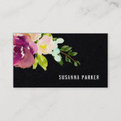 Vibrant Bloom | Waterverf Floral Black Visitekaartje (Voorkant)