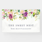 Vibrant Bloom | Waterverf Floral Business Name Spandoek (Horizontaal)
