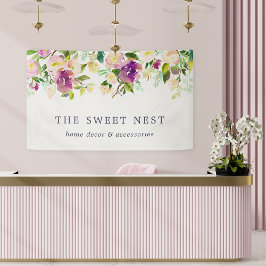 Vibrant Bloom | Waterverf Floral Business Name Spandoek