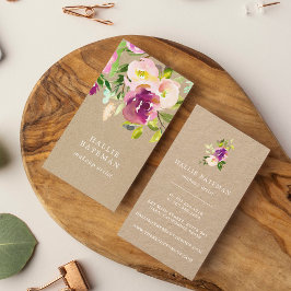 Vibrant Bloom | Waterverf Floral Kraft Visitekaartje