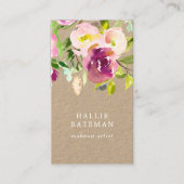 Vibrant Bloom | Waterverf Floral Kraft Visitekaartje (Voorkant)