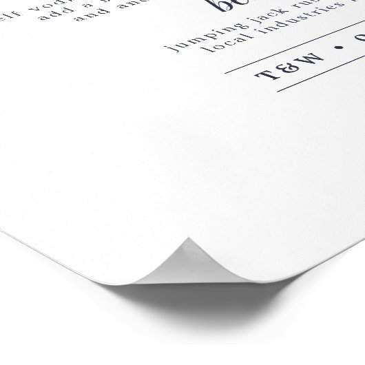 Vibrant Bloom Weddenbalk Menu Sign. Poster (Hoek)