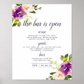 Vibrant Bloom Weddenbalk Menu Sign. Poster (Voorkant)