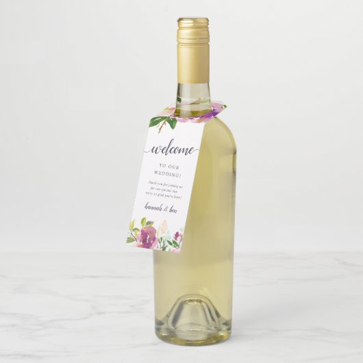 Vibrant Bloom Weddenschap Welkom Flessenhanger (Schuin)