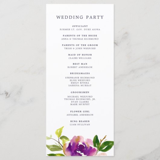 Vibrant Bloom Wedding Ceremony Program Programmakaart (Achterkant)