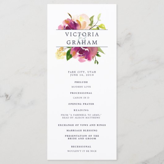 Vibrant Bloom Wedding Ceremony Program Programmakaart (Voorkant)