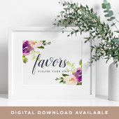 Vibrant Bloom Wedding Favor Sign Poster