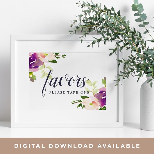 Vibrant Bloom Wedding Favor Sign Poster