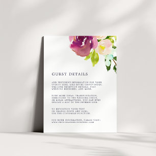 Vibrant Bloom Wedding Guest Details Kaart