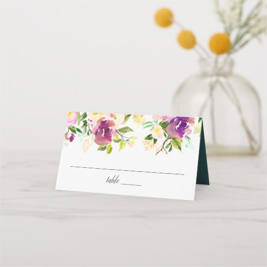 Vibrant Bloom Wedding Plaatskaartje (Voorkant)