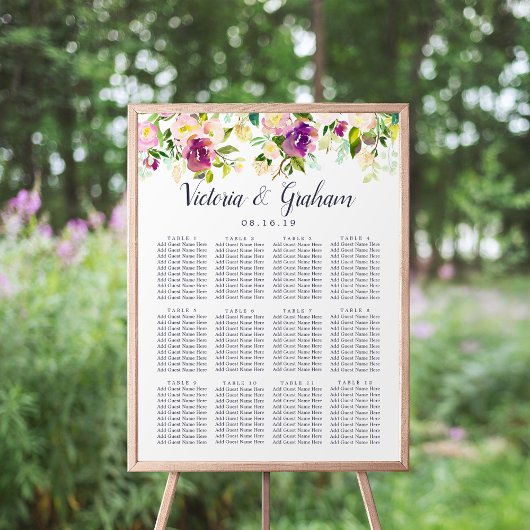 Vibrant Bloom Wedding Seating Chart Poster