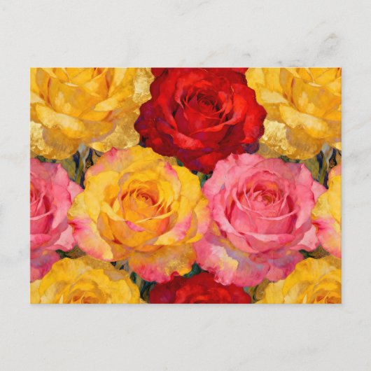 Vibrant Blooming Roses Briefkaart (Voorkant)