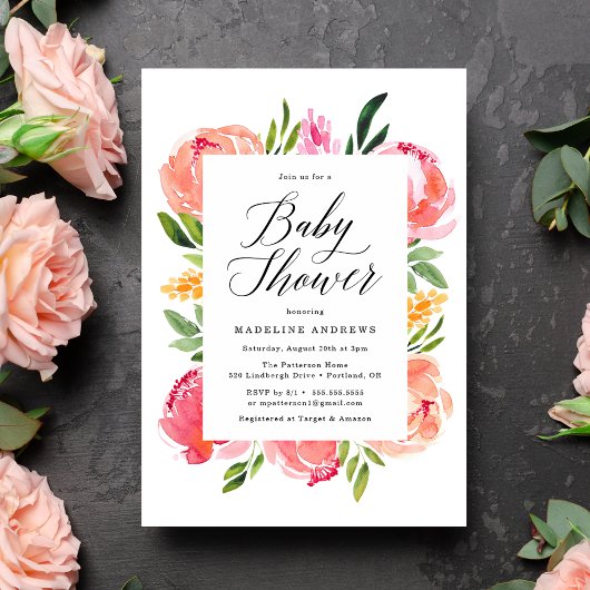 Vibrant Blooms Baby shower Kaart