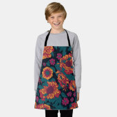 Vibrant Blooms: Een vurige bloemensymfonie Schort (Gedragen)