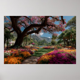 Vibrant Blossom Tree Garden Paradise View Poster