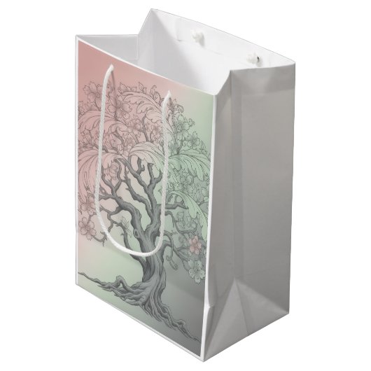 Vibrant Blossoming Floral Tree Medium Cadeauzakje (Voorkant Gekanteld)