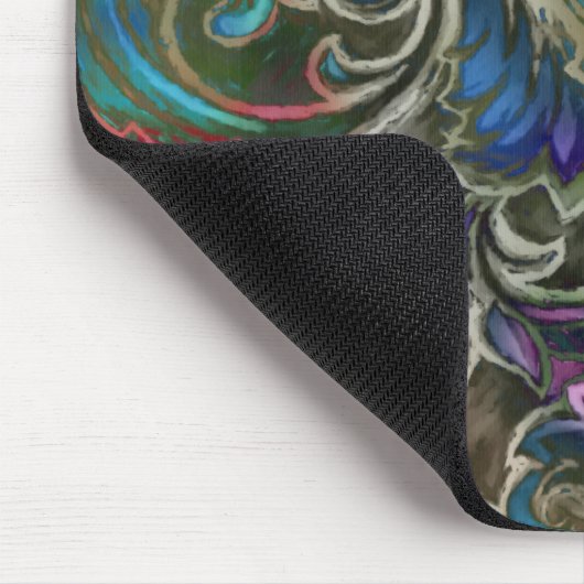 Vibrant Blue Abstract Damask Muismat (Hoek)