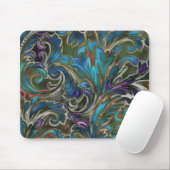 Vibrant Blue Abstract Damask Muismat (Met muis)