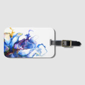 Vibrant Blue Abstract Fluid Art Agate Bagagelabel (Voorkant (horizontaal))