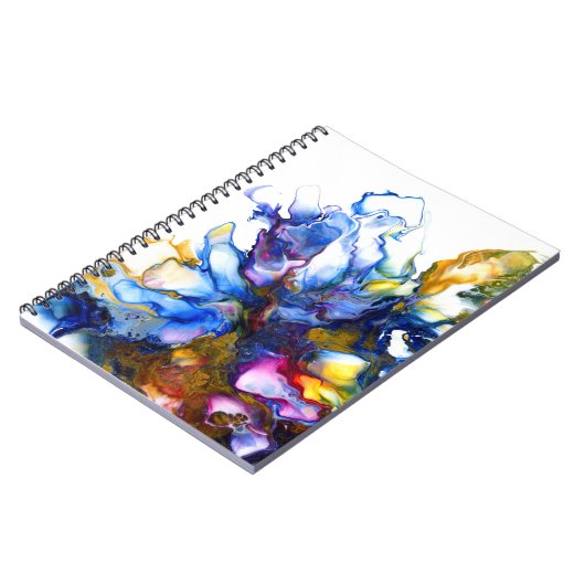 Vibrant Blue Abstract Fluid Art Agate Drawstring B Notitieboek (Linkerzijde)