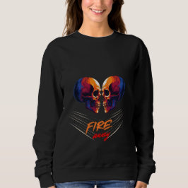 Vibrant Blue and Orange Twin Skulls Graphic Trui