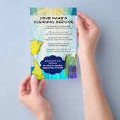 Vibrant Blue Cleaning Maid Service Business Flyer (Hand)