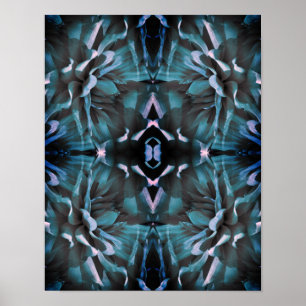 Vibrant Blue Dahlia Flower Abstract Art Poster