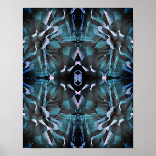 Vibrant Blue Dahlia Flower Abstract Art Poster (Voorkant)