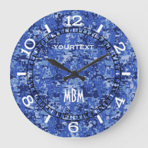 Vibrant Blue Digital Camo Camouflage Dial on a Grote Klok