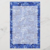 Vibrant Blue Digital Camo Camouflage Textuur Briefpapier (Voorkant)