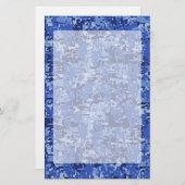 Vibrant Blue Digital Camo Camouflage Textuur Briefpapier (Voorkant / Achterkant)