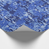 Vibrant Blue Digital Camo Camouflage Textuur Cadeaupapier (Hoek)