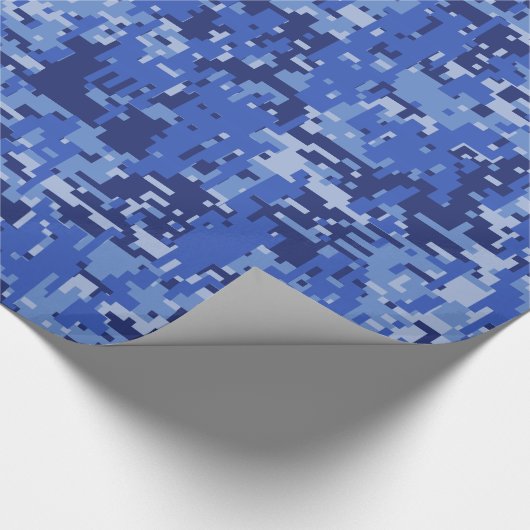 Vibrant Blue Digital Camo Camouflage Textuur Cadeaupapier (Hoek)