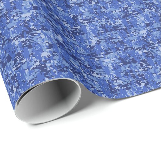 Vibrant Blue Digital Camo Camouflage Textuur Cadeaupapier (Rol Hoek)