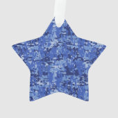 Vibrant Blue Digital Camo Camouflage Textuur Ornament (achterkant)