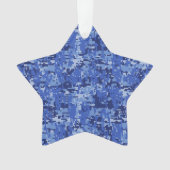 Vibrant Blue Digital Camo Camouflage Textuur Ornament (voorkant)