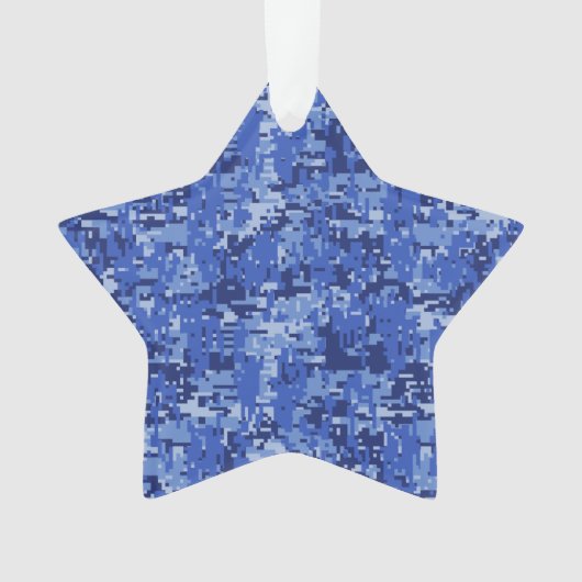 Vibrant Blue Digital Camo Camouflage Textuur Ornament (voorkant)