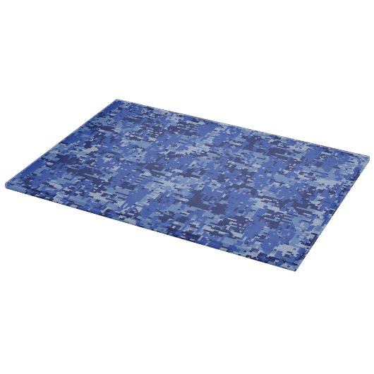 Vibrant Blue Digital Camo Camouflage Textuur Snijplank (Hoek)