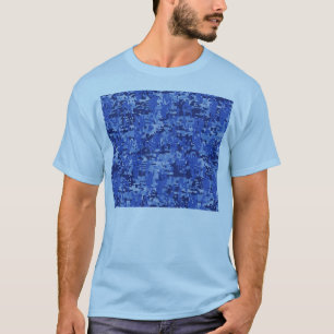 Vibrant Blue Digital Camo Camouflage Textuur T-shirt